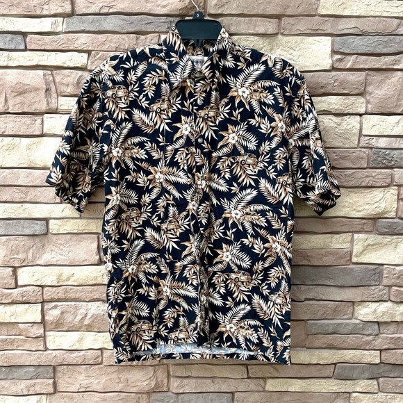 Campia Moda Men's Shirt Hawaiian Cars Palm Tree Black Short Sleeve Size Small - Picture 1 of 4